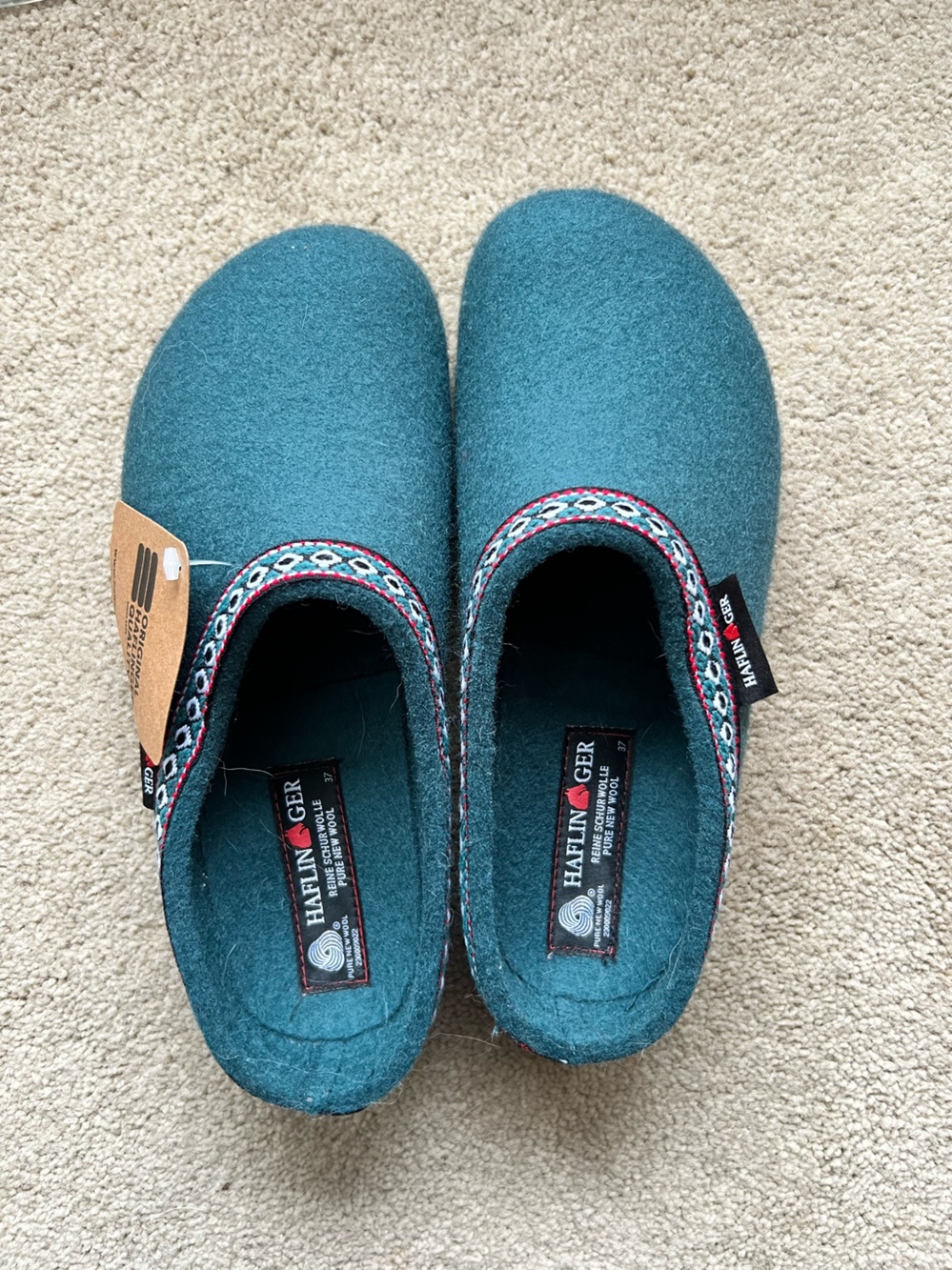 Haflinger Teal Wool Clogs EU37